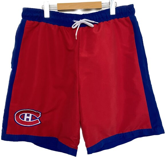 Montreal Canadiens NHL Shorts Men XL Red Blue Swim Sporty Logo Colour Block - Picture 1 of 15